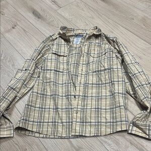 Patagonia Beige and Black Plaid Shirt